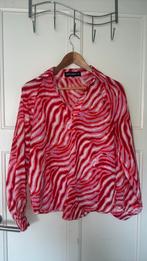 Guts & gusto blouse v hals met print roze rood wit maat xs, Verzenden, Zo goed als nieuw, Maat 34 (XS) of kleiner, Rood