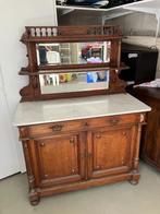 Brocante buffetkast met spiegels en marmeren blad, Ophalen, Gebruikt, Met deur(en), 150 tot 200 cm