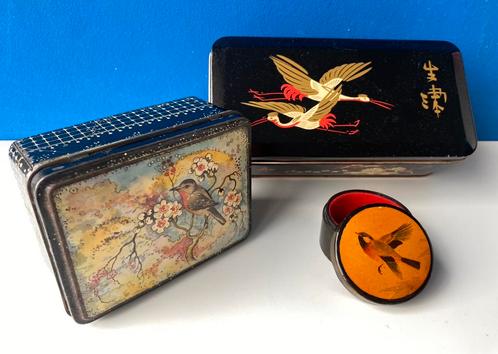 Blikken doosjes blikjes met vogels/oa De Gruyter, Verzamelen, Blikken, Gebruikt, Ophalen of Verzenden