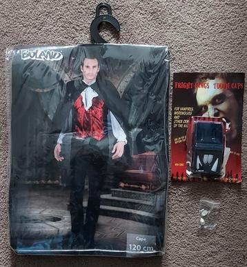 Vampier Cape 120cm + Vampiertanden - Halloween beschikbaar voor biedingen