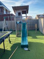 Houten Speeltoren met Glijbaan en Schommel, Kinderen en Baby's, Speelgoed | Buiten | Speeltoestellen, Ophalen, Gebruikt, Schommel
