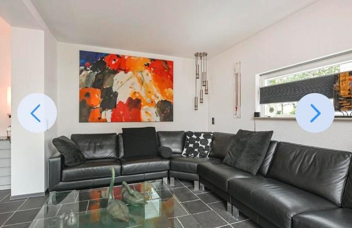 Zwarte leren Leolux hoekbank - Stijlvol en comfortabel!, Huis en Inrichting, Banken | Bankstellen, Zo goed als nieuw, Hoekbank