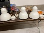 Set van 3 Bega Lampen Industrieel/Klok model Wit 28cm, Ophalen, Gebruikt, Glas, Minder dan 50 cm