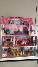 Leuk houten poppenhuis met meubels en accessoires, Ophalen of Verzenden, Zo goed als nieuw, Poppenhuis