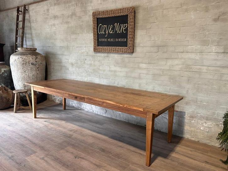 Authentieke boerentafel van 3 meter met 1 lade., Huis en Inrichting, Tafels | Eettafels, Gebruikt, 50 tot 100 cm, 200 cm of meer