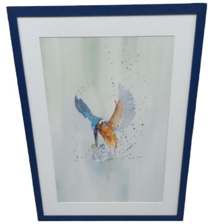 aquarel "ijsvogel" Christine Desender., Antiek en Kunst, Kunst | Schilderijen | Klassiek, Ophalen