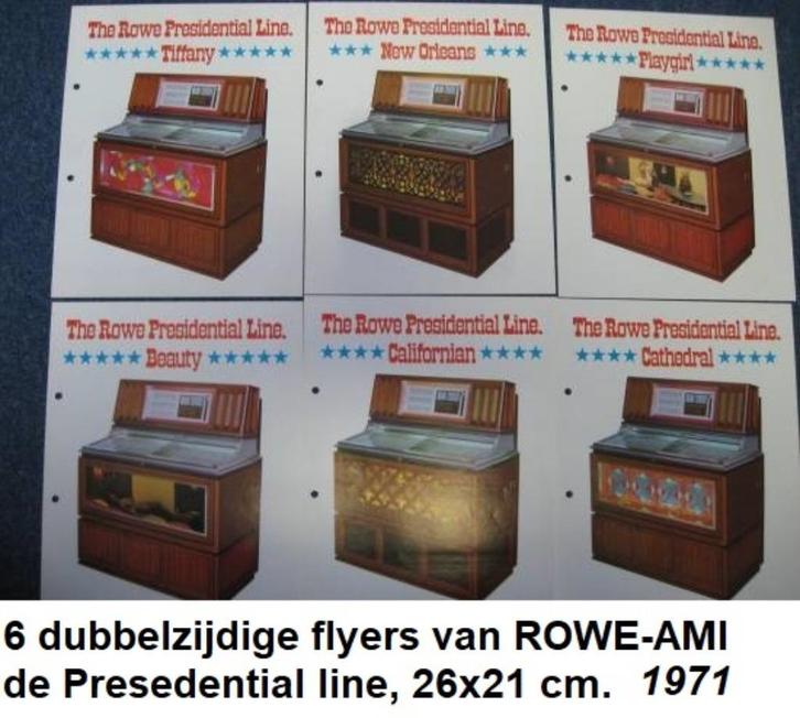 ROWE AMI JUKEBOXEN, originele flyer set THE PRESIDENTIAL LIN, Verzamelen, Automaten | Jukeboxen, Zo goed als nieuw, Overige merken