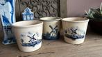 3 bloempotten handpainted delfs blauw, Ophalen of Verzenden