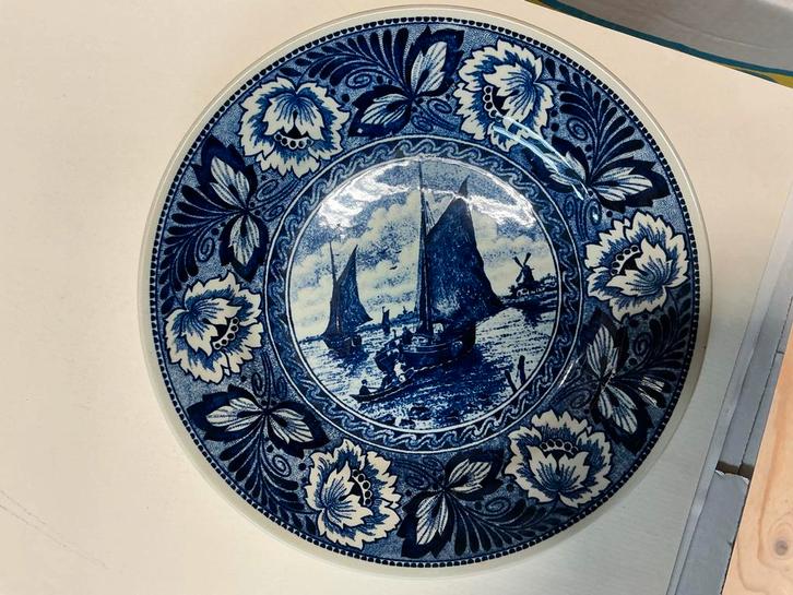 Delftsblauw Wandbord met Zeilboten, Antiek en Kunst, Antiek | Wandborden en Tegels, Ophalen of Verzenden