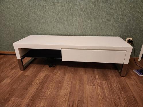 Wit Hoogglans TV kastje 1.40mx0.45m, Huis en Inrichting, Kasten | Televisiemeubels, Gebruikt, Minder dan 100 cm, 100 tot 150 cm