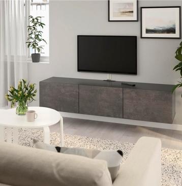 IKEA Besta tv-meubel zwartbruin met donkergrijze deuren