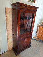 Grote robuuste teakhouten vitrinekast. servieskast, Huis en Inrichting, Kasten | Vitrinekasten, Ophalen of Verzenden, 25 tot 50 cm