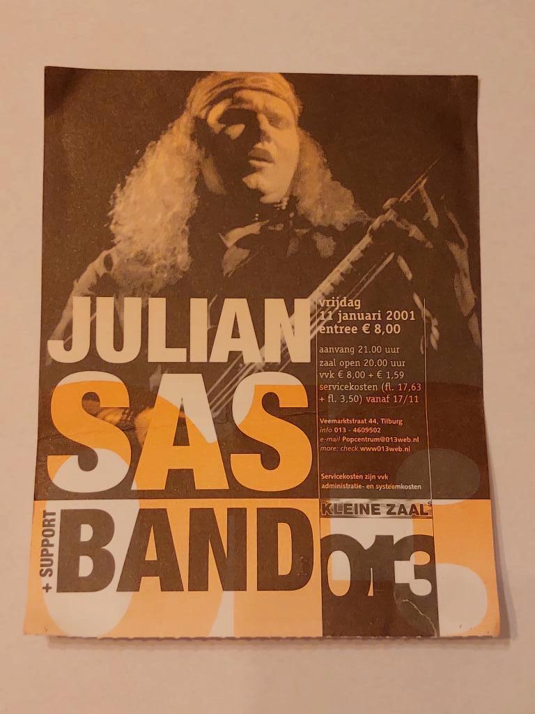 Julian Sas band concert kaartje 2001, Ophalen of Verzenden