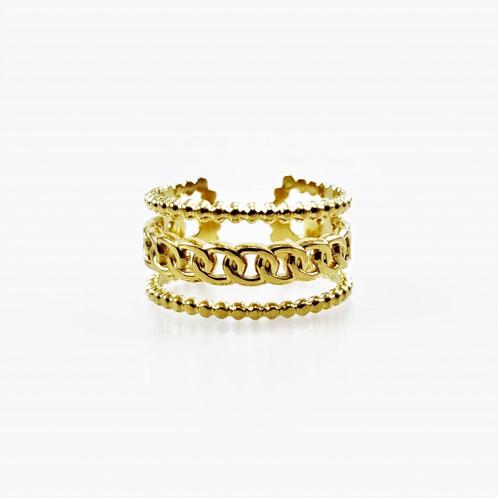 Verstelbare Damesring Vergulde Stalen Ring, Sieraden, Tassen en Uiterlijk, Ringen, Nieuw, Dame, 18 tot 19, Goud, IJzer of Staal