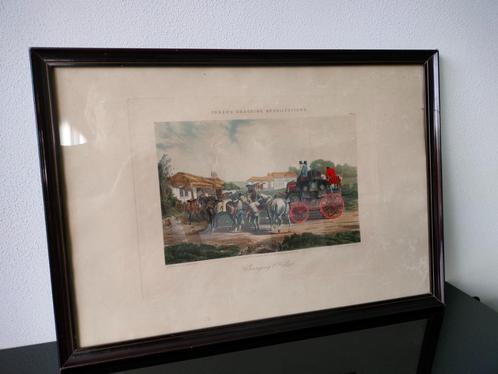 Gravure C.C. Henderson H Paprill Changing Horses 1874, Antiek en Kunst, Kunst | Etsen en Gravures, Ophalen of Verzenden