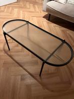 Salontafel Karwei met glasplaat en zwart frame, Ophalen, Gebruikt, 50 tot 100 cm, 50 tot 100 cm