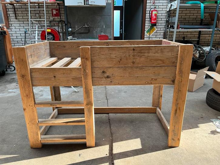 Steigerhouten Hoogslaper 70x150, Huis en Inrichting, Slaapkamer | Bedden, Gebruikt, Eenpersoons, 70 cm of minder, 190 cm of minder