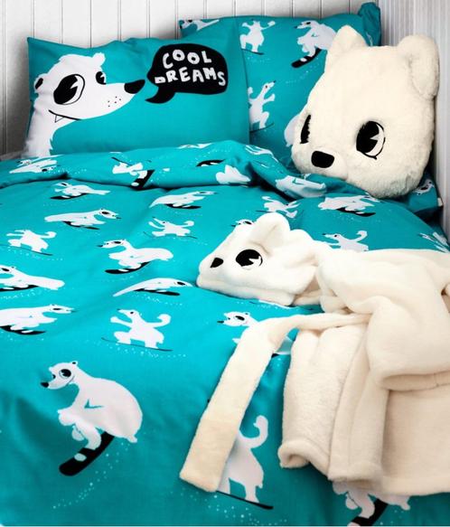 H&M ijsbeer turquose beddengoedset dekbedovertrek 140x200 cm, Kinderen en Baby's, Kinderkamer | Beddengoed, Nieuw, Deken of Dekbed