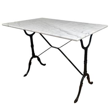 Bistro tuintafel marmer rechthoekig tafelblad met gietijzer beschikbaar voor biedingen