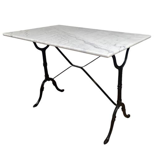 Bistro tuintafel marmer rechthoekig tafelblad met gietijzer, Tuin en Terras, Tuinsets en Loungesets, Nieuw, Overige materialen