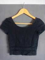 H&M divided zwarte crop top met mesh strepen maat XS, H&M, Zwart, Ophalen of Verzenden, Zo goed als nieuw