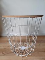 Nette draadmand met deksel bijzettafeltje wit decoratie, Ophalen, Gebruikt, Rond
