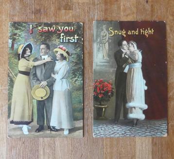 Oude ansichtkaarten Snug and Tight I saw you first ansicht  beschikbaar voor biedingen