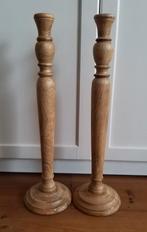 Set van 2 houten hoge Riviera Maison kandelaars, Gebruikt, Ophalen of Verzenden, Kandelaar, Hout