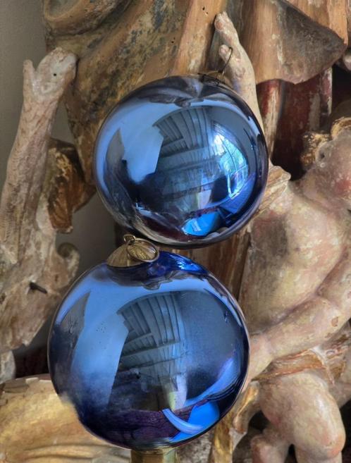 2 echte Antieke Franse 19th eeuwse blauwe heksenbal len, Antiek en Kunst, Antiek | Woonaccessoires, Verzenden