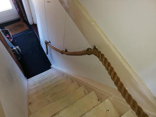 Trapleuning van dik scheepstouw in messing wand houders, Doe-het-zelf en Verbouw, Ladders en Trappen, Ophalen of Verzenden