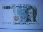 Italië - 5000 Lire - Bankbiljet, Postzegels en Munten, Bankbiljetten | Europa | Niet-Eurobiljetten, Italië, Los biljet, Verzenden