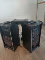 Lenco Speakers met Skytronic versterker met microfoon., Ophalen of Verzenden, Gebruikt, Minder dan 60 watt, Front, Rear of Stereo speakers