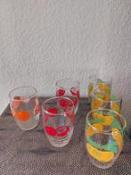 Vintage sapglas 6 glaasjes limo glas met groente fruitmotief, Verzamelen, Ophalen, Zo goed als nieuw, Overige typen