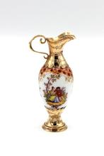 Porseleinen beschilderd parfumflesje, 14 kt gouden montuur, Antiek en Kunst, Ophalen of Verzenden, Goud