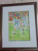 Een prachtige kleurrijke aquarel  fc groningen, Antiek en Kunst, Kunst | Litho's en Zeefdrukken, Ophalen of Verzenden