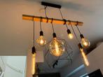 Houten hanglamp met 6 verschillende led-lampen, Huis en Inrichting, Lampen | Hanglampen, Ophalen of Verzenden, Zo goed als nieuw