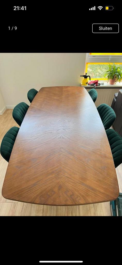 Tafel hongaarse punt patroon, Huis en Inrichting, Tafels | Eettafels, Zo goed als nieuw, 50 tot 100 cm, 200 cm of meer, Rechthoekig
