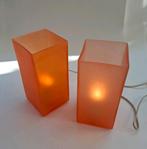 Twee Oranje Ice Cube Tafellampen, Huis en Inrichting, Lampen | Tafellampen, Ophalen of Verzenden, Zo goed als nieuw, Minder dan 50 cm