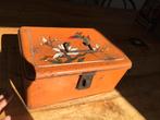 Vintage Oranje Blikken Doos met Bloemen, Ophalen
