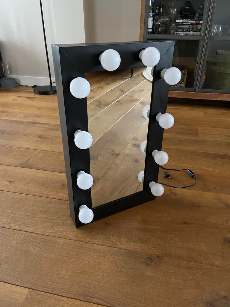 Hollywood spiegel met lampen, 100 tot 150 cm, Ophalen of Verzenden, Zo goed als nieuw, Rechthoekig