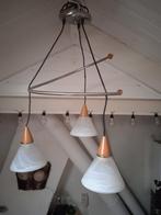 3 mat glazen kelken met hout 10,, Huis en Inrichting, Lampen | Hanglampen, Ophalen of Verzenden, Zo goed als nieuw, Hout, Minder dan 50 cm