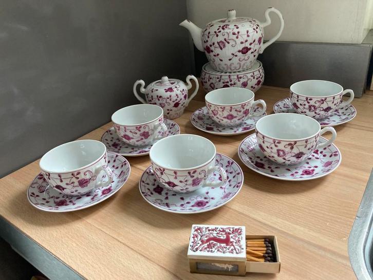 Theeservies dekor china purper, Antiek en Kunst, Antiek | Servies compleet, Ophalen of Verzenden