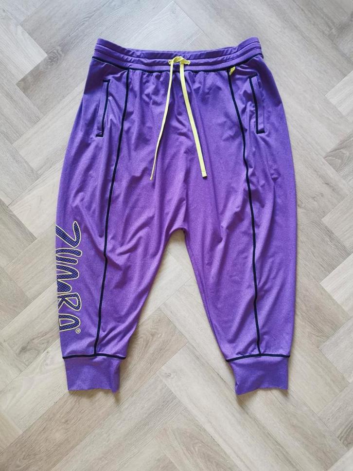 Zumba broek mt. L/XL, Kleding | Dames, Sportkleding, Zo goed als nieuw, Fitness of Aerobics, Maat 42/44 (L), Paars, Verzenden
