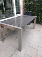 Tafel rvs met granieten blad, Tuin en Terras, Ophalen, Gebruikt, Rechthoekig, Rvs