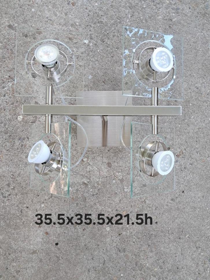Moderne Plafondlamp met Glazen Accenten, Huis en Inrichting, Lampen | Wandlampen, Gebruikt, Glas, Metaal, Ophalen