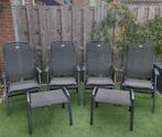4 Hartman tuinstoelen + 2 voetenbankjes., Ophalen, Zo goed als nieuw, Aluminium, Verstelbaar