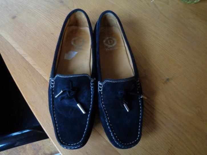 DUNGELMAN suede loafers/instappers:mt 40, Kleding | Dames, Schoenen, Zo goed als nieuw, Instappers, Blauw, Ophalen of Verzenden