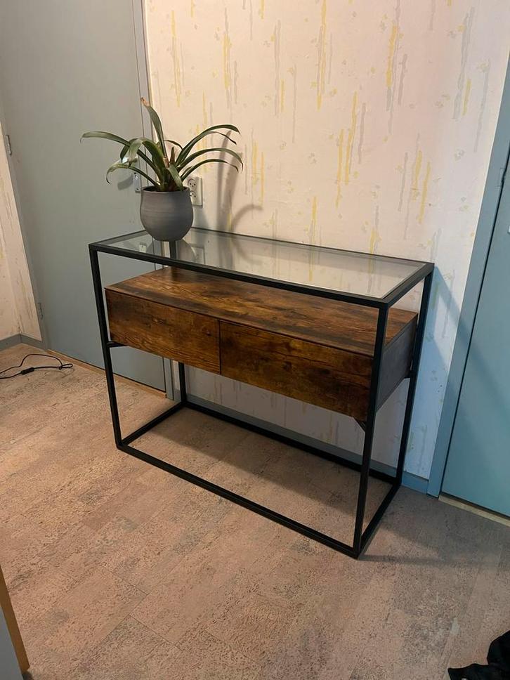 Stijlvolle kast met glazen plaat, Huis en Inrichting, Kasten | Dressoirs, Zo goed als nieuw, 50 tot 100 cm, 25 tot 50 cm, Met lade(s)