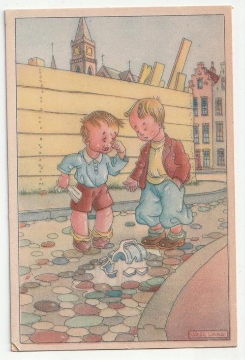 Ansichtkaart illustrator Karel Links, Verzamelen, Ansichtkaarten | Themakaarten, Ongelopen, Kinderen, Verzenden