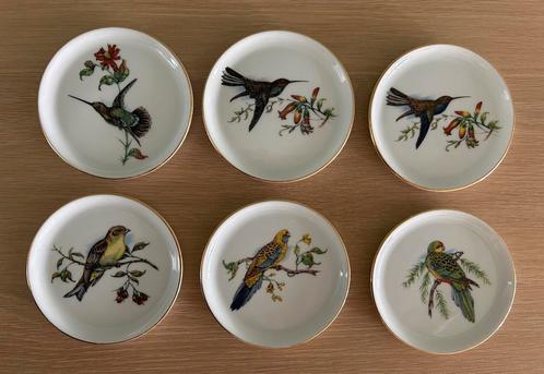 Zes porseleinen schoteltjes met vogels, Fürstenberg, Antiek en Kunst, Antiek | Servies los, Ophalen of Verzenden